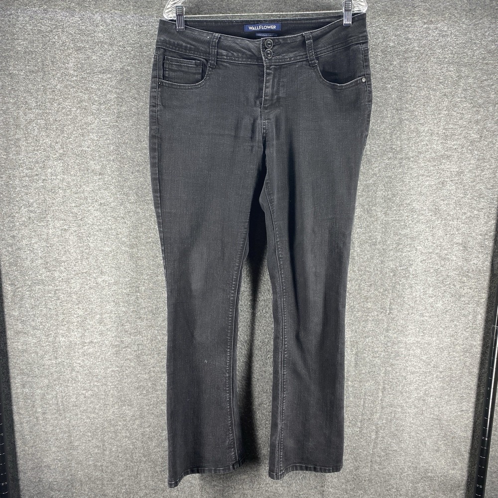 Wallflower Jeans Womens 11 Black Mid Rise Stretch Dark‎ Wash Western Cowgirl